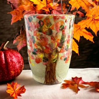 Monoprint Mug #4 with Autumn Tree Design
