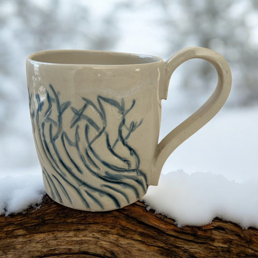 Carved Minimalism Mug #3 with Abstract Bare Winter Trees Designs