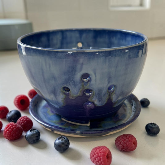 Berry Bowl #7 with Drip Plate in Aspen Blue