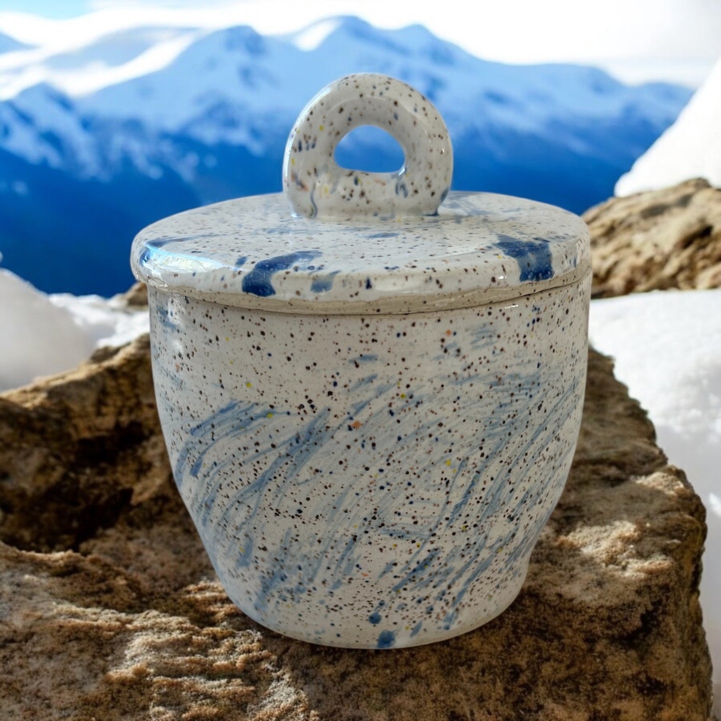 Brushed Jar #43 with Lid on Speckled Clay