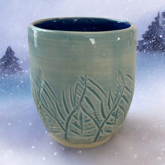 Small Carved Cup #2 in Winter Blue