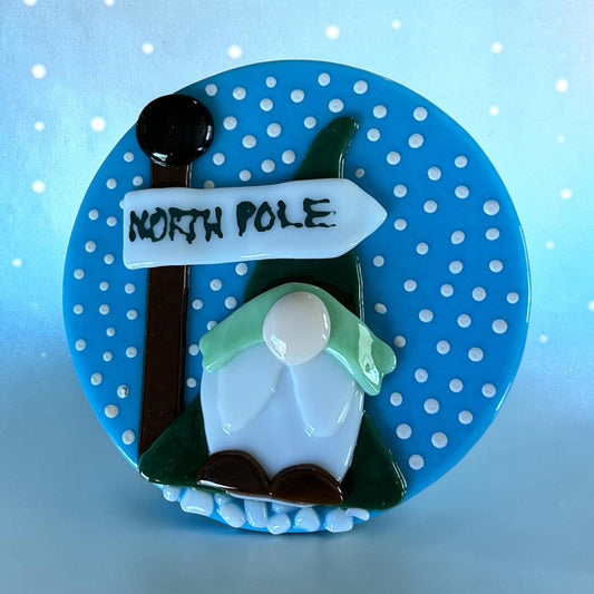 Homemade Fused Glass Christmas Gnome Paperweight