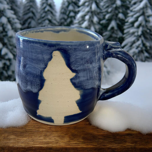 Chubby Mug #19 with Color Blocked Winter Tree Designs