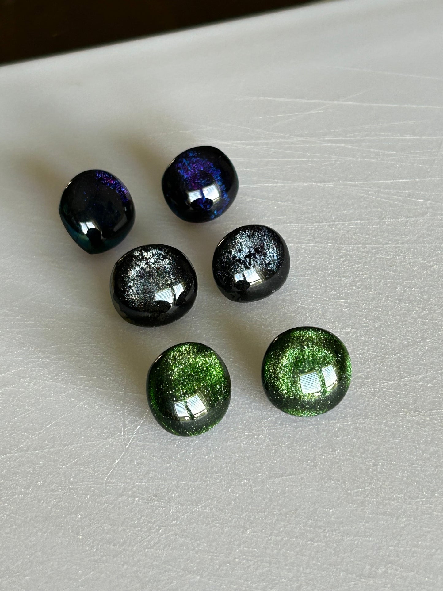 Homemade Fused Glass Dragon Scale Earrings