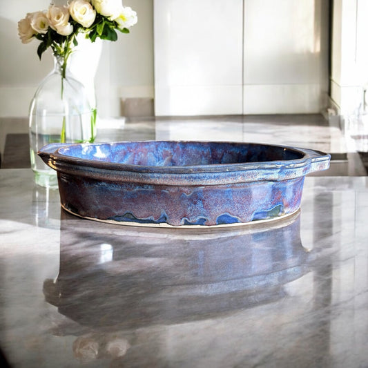 Oval Extruded Casserole #1 with Handles in Vivid Blue