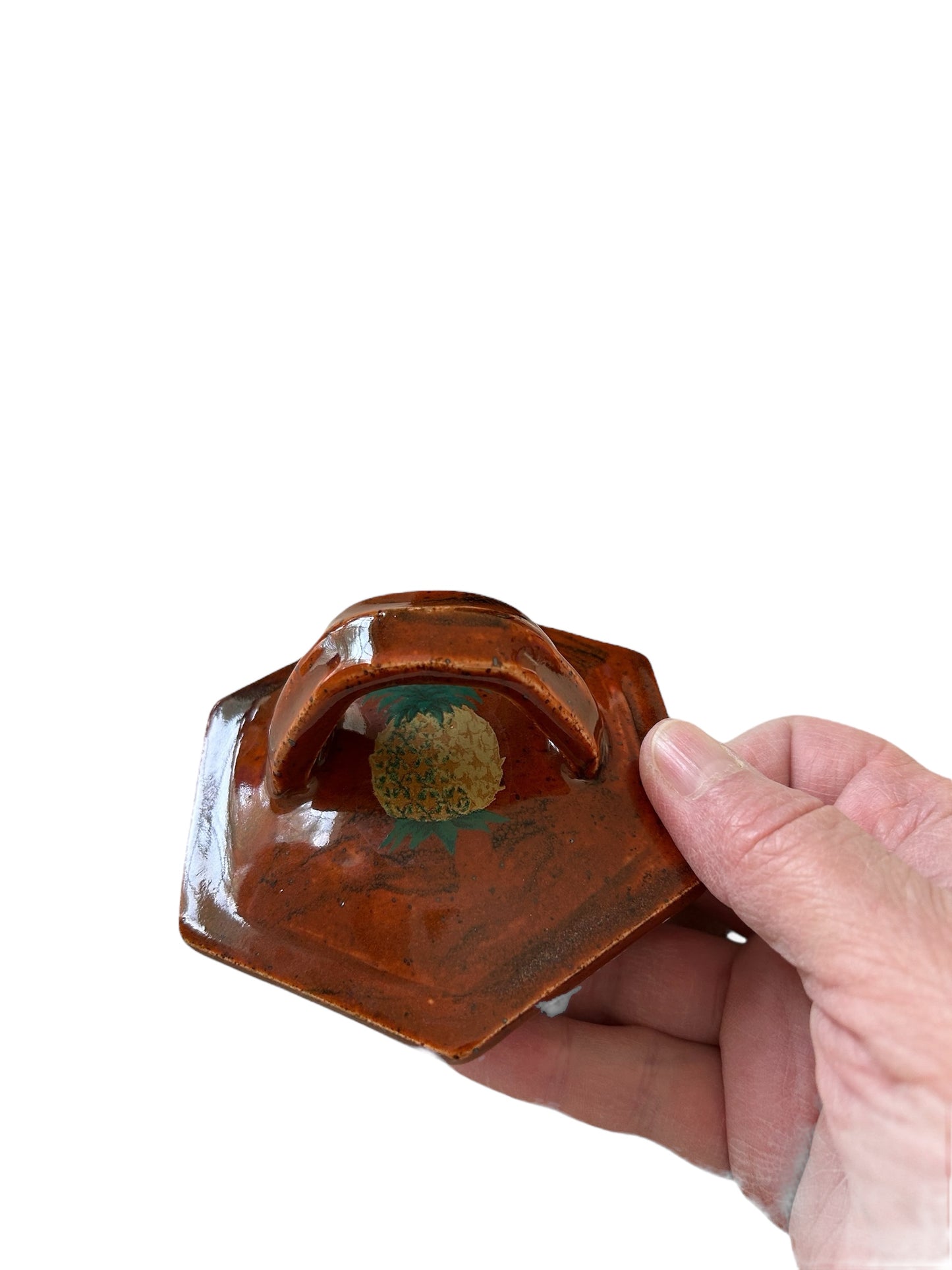Tall Extruded Teapot with "Welcome" Ceramic Decals in Woodland Brown