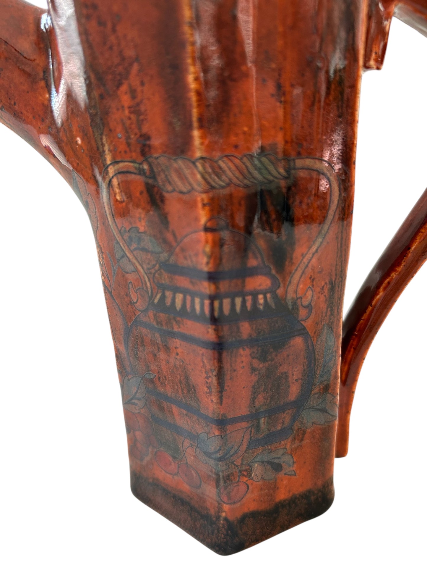 Tall Extruded Teapot with "Welcome" Ceramic Decals in Woodland Brown