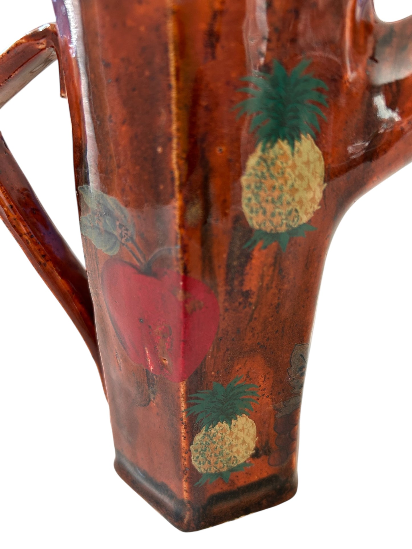 Tall Extruded Teapot with "Welcome" Ceramic Decals in Woodland Brown