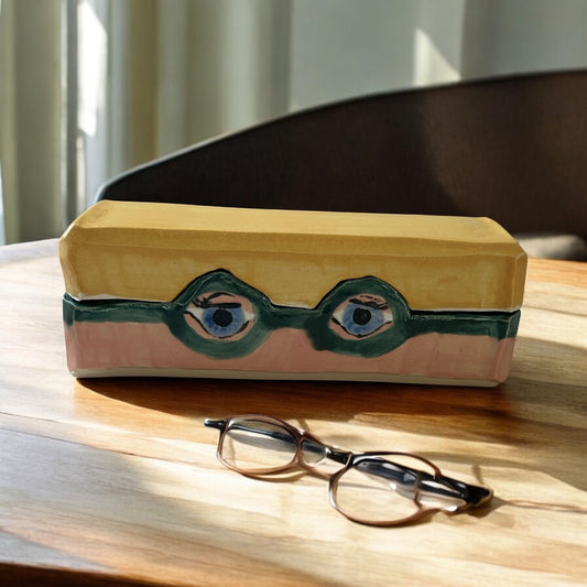 Medium Extruded Eyeglasses Storage Box #1 with Blonde Hair and Blue Eyes