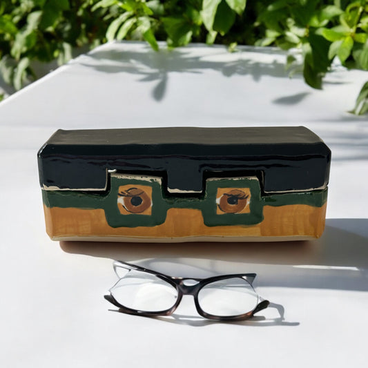 Medium Extruded Eyeglasses Storage Box #2 with Black Hair and Brown Eyes
