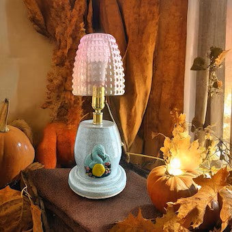 Fantasy Lamp #1 with Sprigged and Applique Dragon and 3D Printed Lampshade