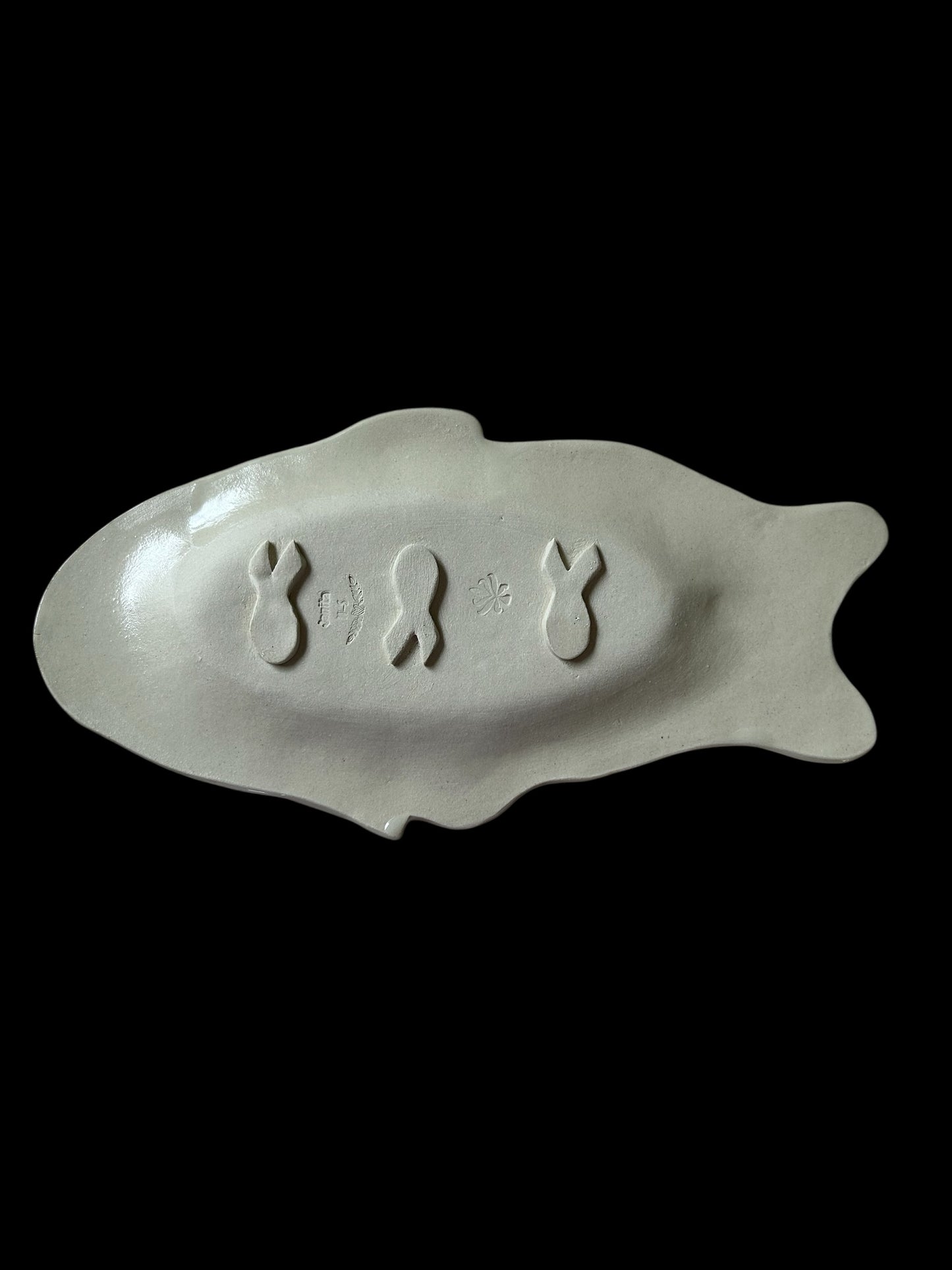 Individual Textured Handpainted Fish Tray #17 with Stylized Salmon