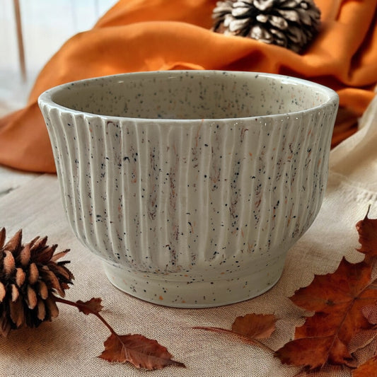 Small Fluted Candy Dish #5 with Multicolor Speckled Beige Glaze