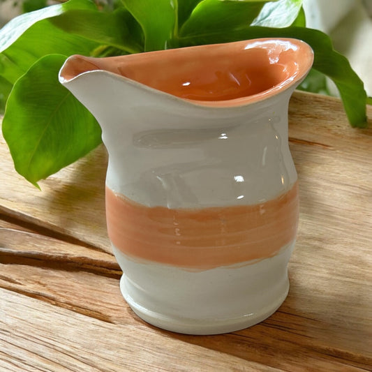 Wheel-Thrown "Flying Nun" Creamer in White and Tangerine
