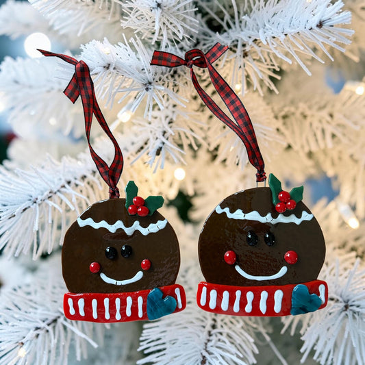 Homemade Fused Glass Christmas Ornament with Gingerbread Man Face