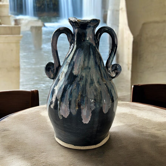 Greek Amphora Vase #9 in Obsidian and Opal
