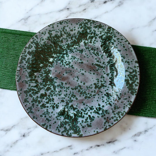 Green Jasper Dinner Plate #18 on Dark Stoneware Clay