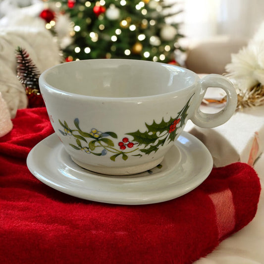 Holiday Tea Cup #49 with Holly and Berries