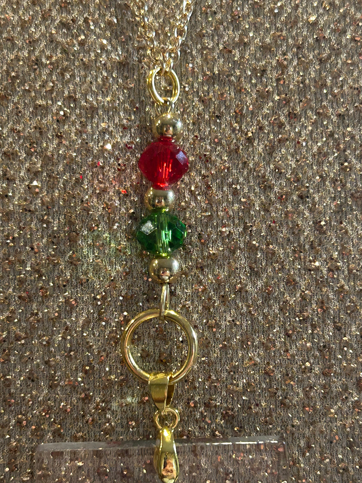 Homemade Fused Glass Pendant Necklace with Holly Berry Design