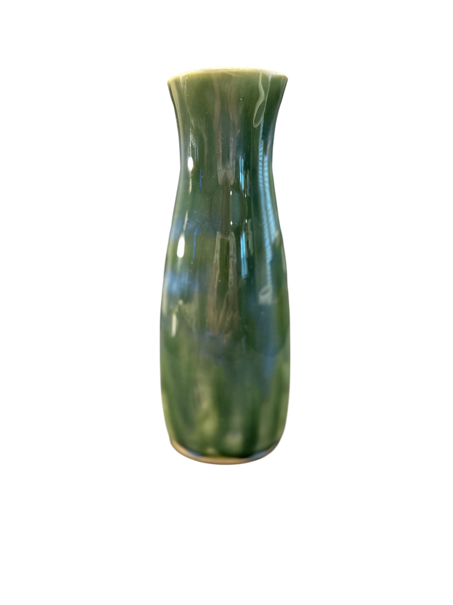 Slip Cast Bottle Vase in Turquoise Green 7"