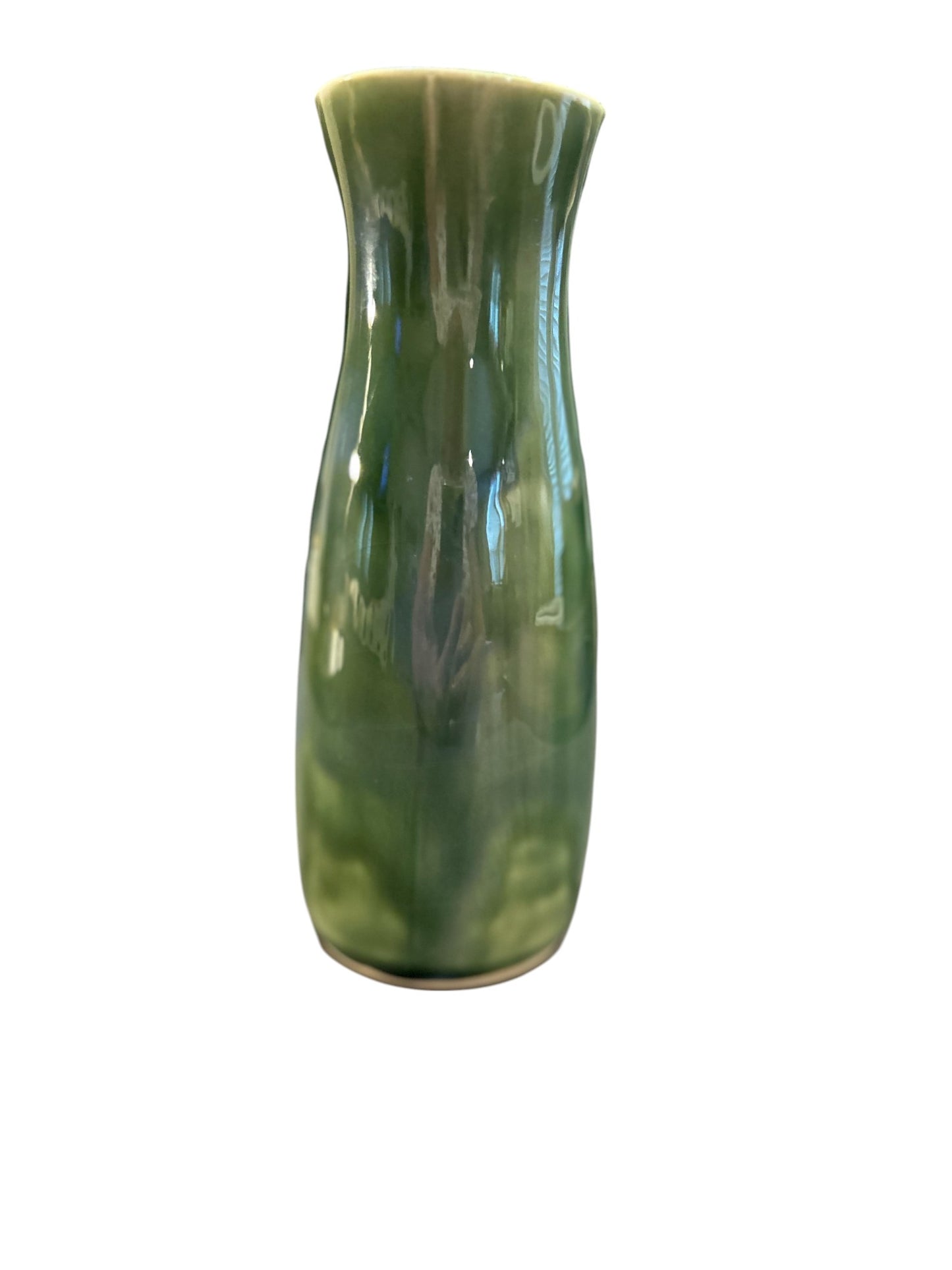 Slip Cast Bottle Vase in Turquoise Green 7"