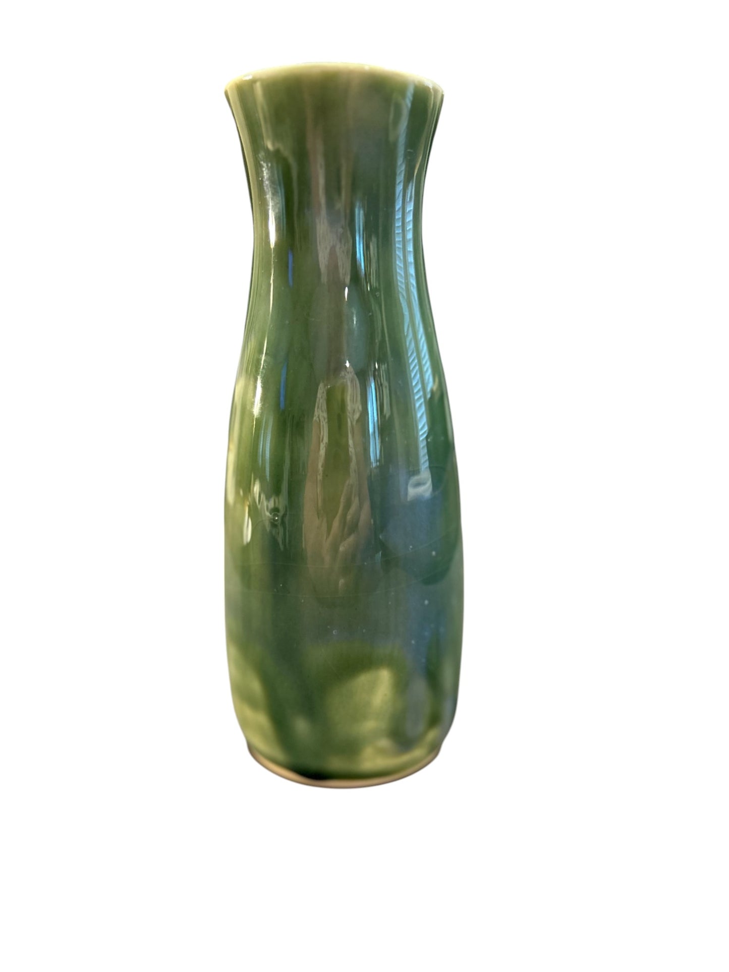 Slip Cast Bottle Vase in Turquoise Green 7"