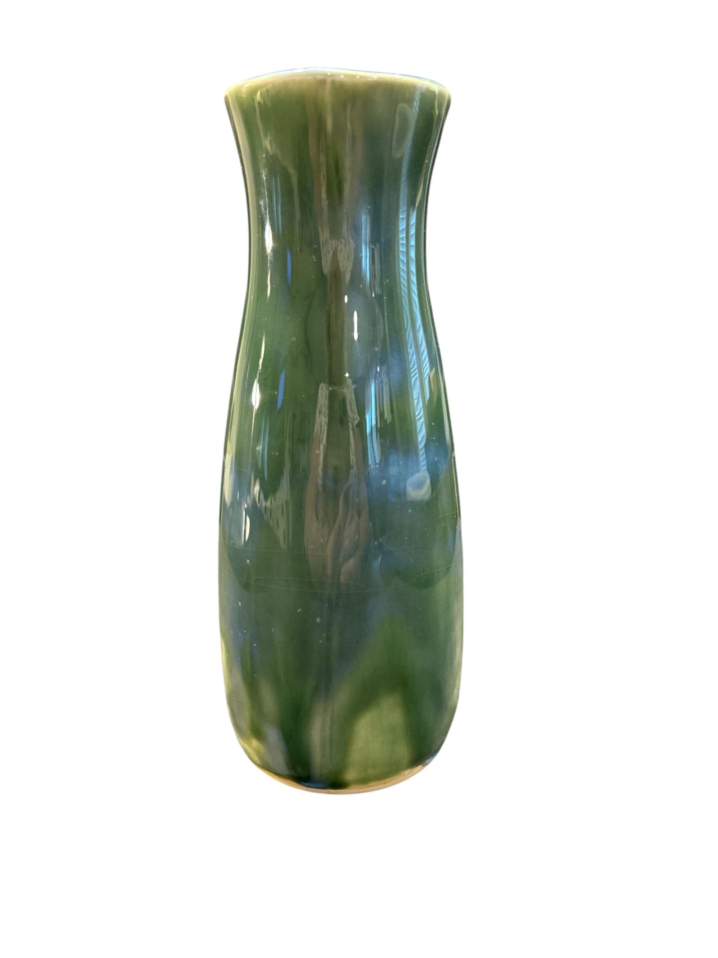Slip Cast Bottle Vase in Turquoise Green 7"