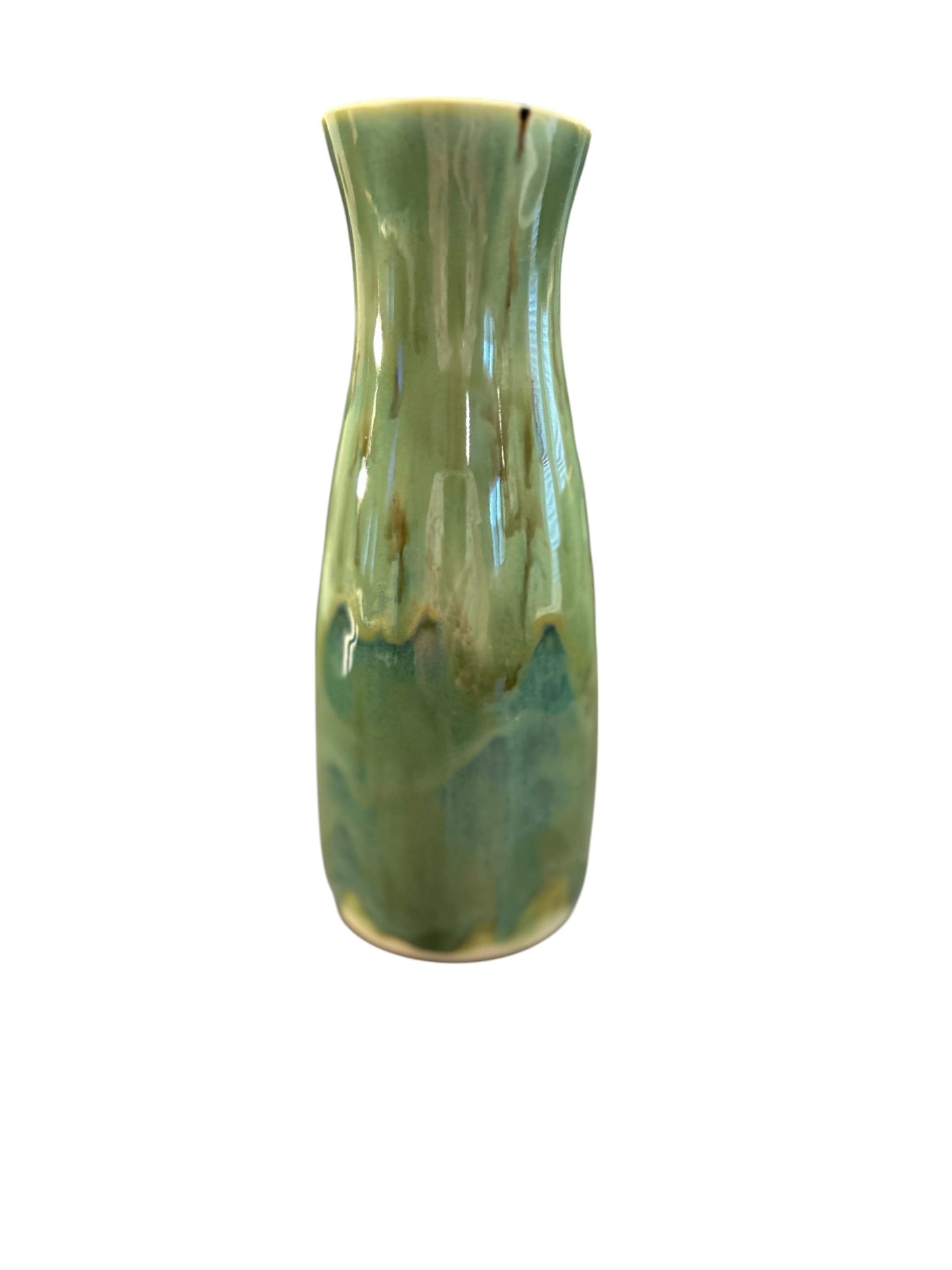 Slip Cast Bottle Vase in Shiny Aspen Green 7"
