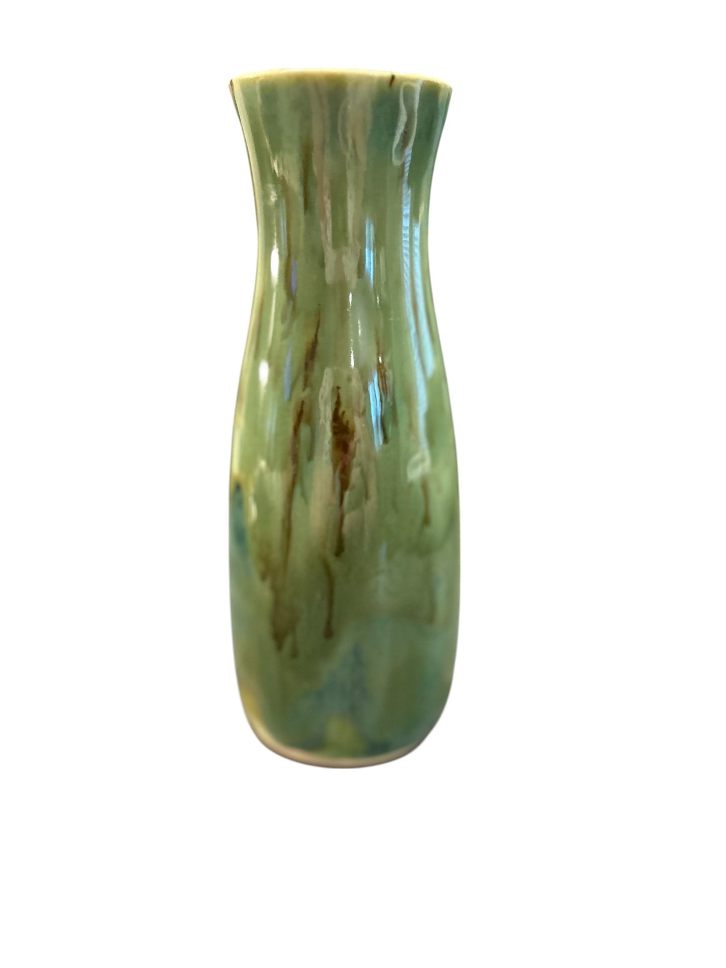 Slip Cast Bottle Vase in Shiny Aspen Green 7"