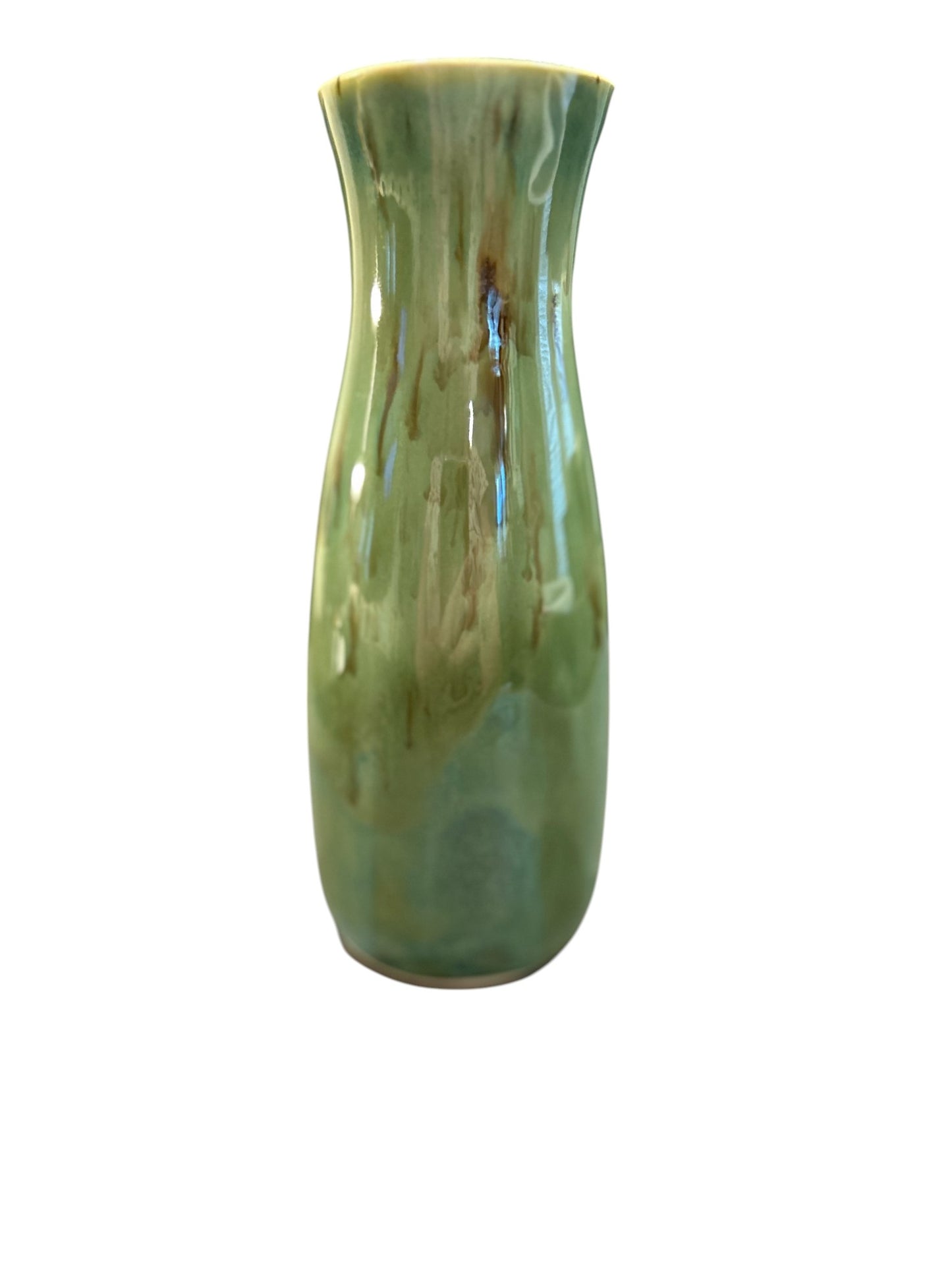 Slip Cast Bottle Vase in Shiny Aspen Green 7"