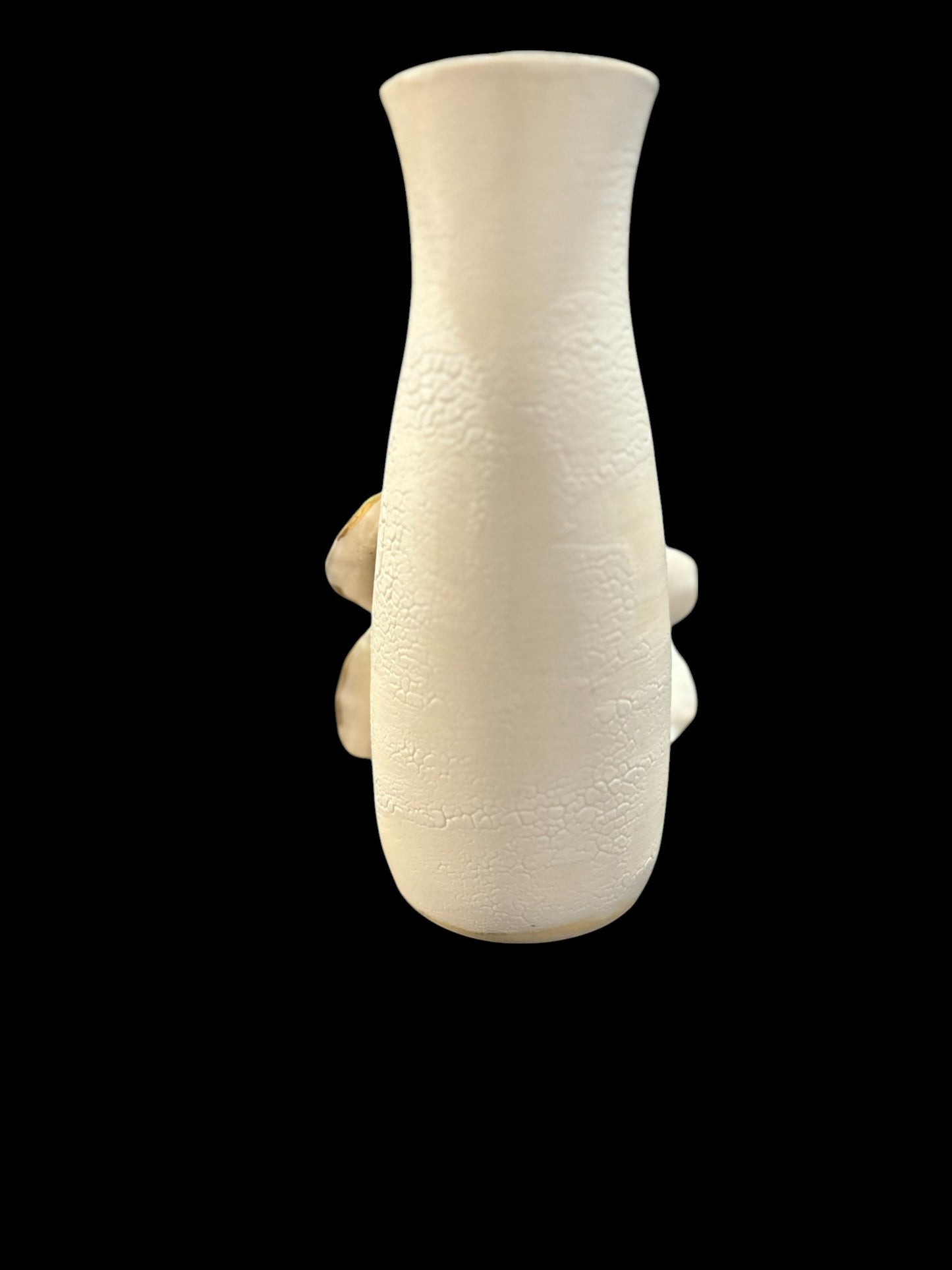Slip Casted Vase with Sculpted Daffodils and Gold Leaf Accents 7"