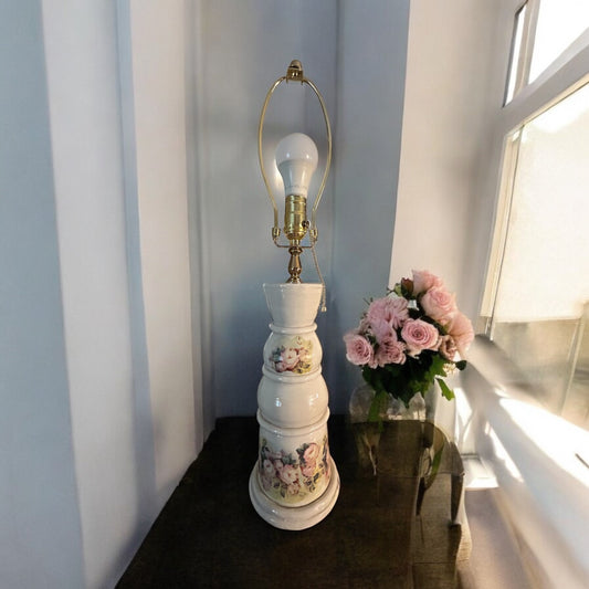 Victorian Table Lamp #2 with Blush Pink Roses