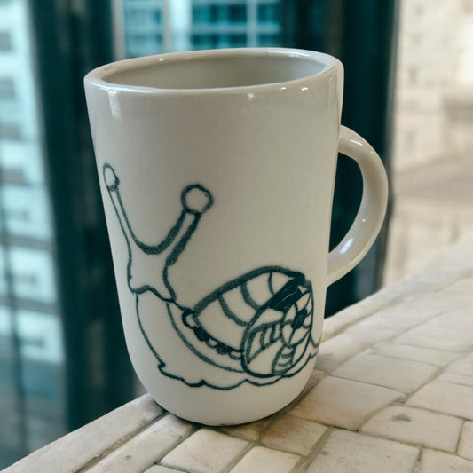 Slip Cast Minimalism Espresso Mug #2 with Snail and Clamshell