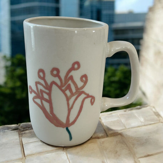 Slip Cast Minimalism Espresso Mug #3 with Flower and Butterfly
