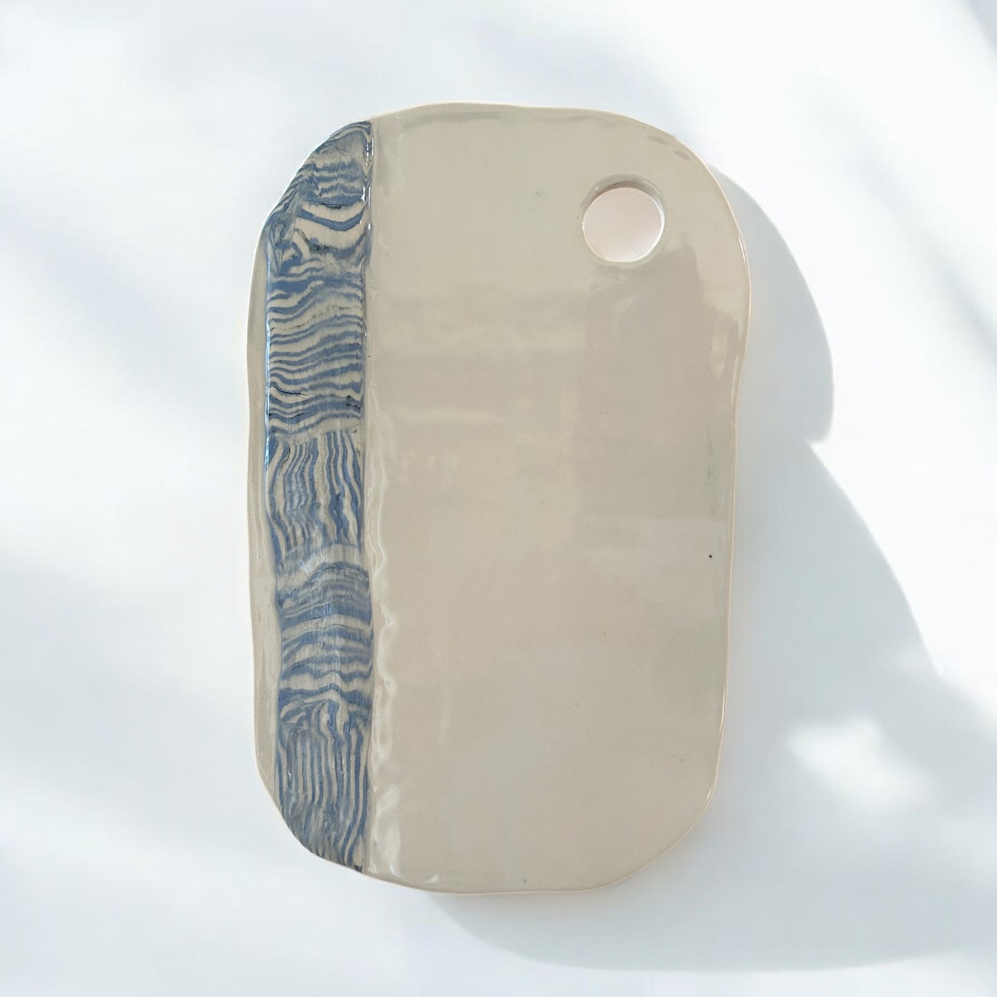Medium Nerikomi Cheeseboard or Charcuterie Board #3 in Winter Blue and White
