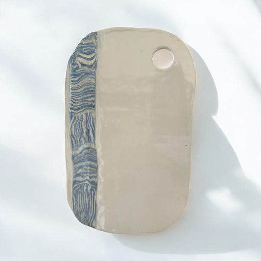 Medium Nerikomi Cheeseboard or Charcuterie Board #3 in Winter Blue and White