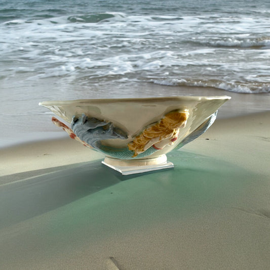 Freeform Sculpture Salad Bowl #1 with Mermaids