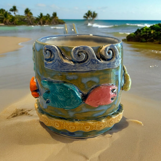 Sculpture Mug #2 with Kissing Fish and Coral
