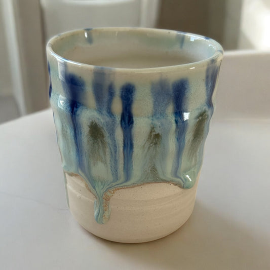 Small Wheel-Thrown Juice Cup #23 with Peacock Glaze