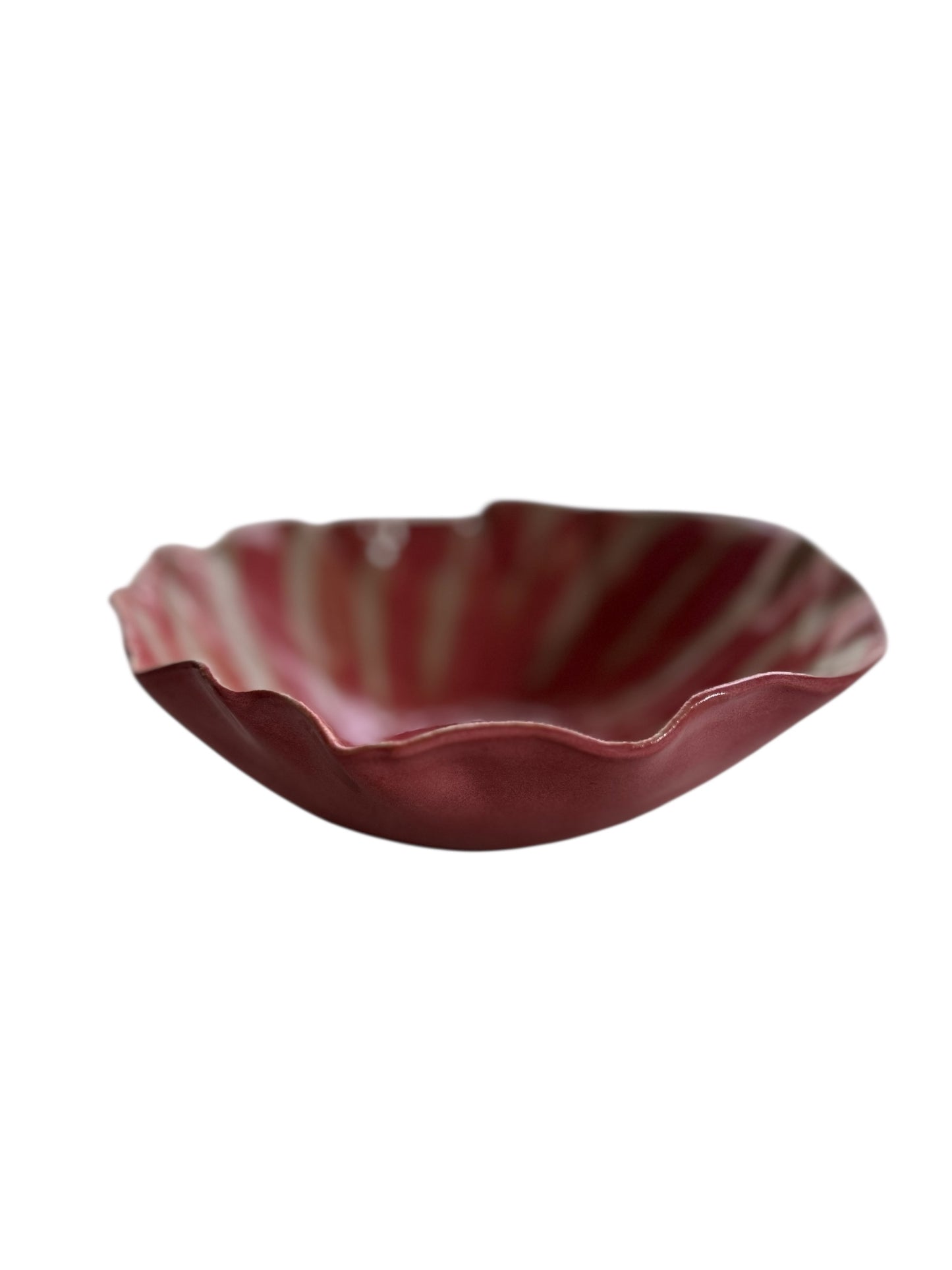 Medium Handbuilt Side Bowl #75 with Freeform Rim in Blush Pink and Rose