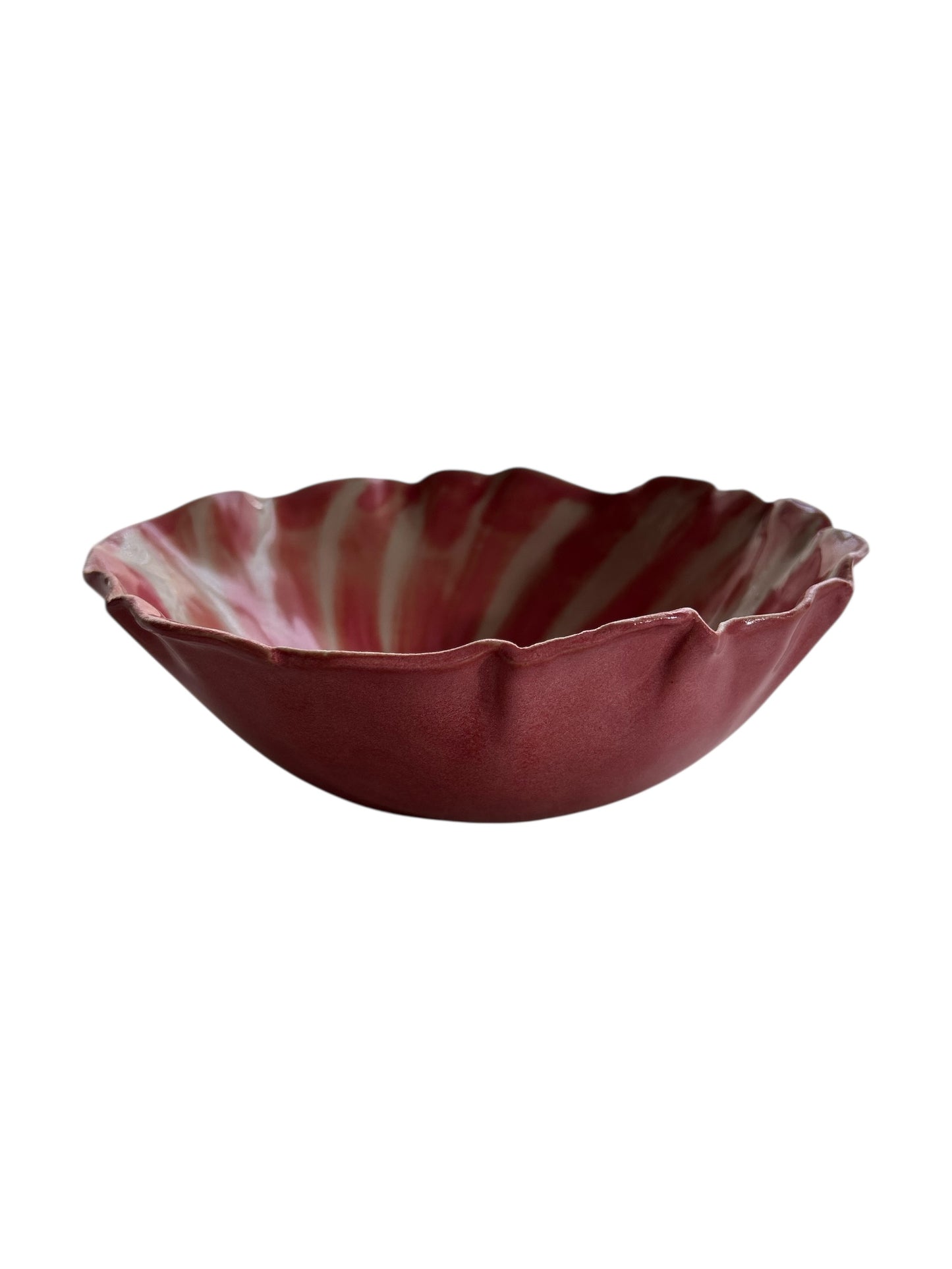 Medium Handbuilt Side Bowl #75 with Freeform Rim in Blush Pink and Rose
