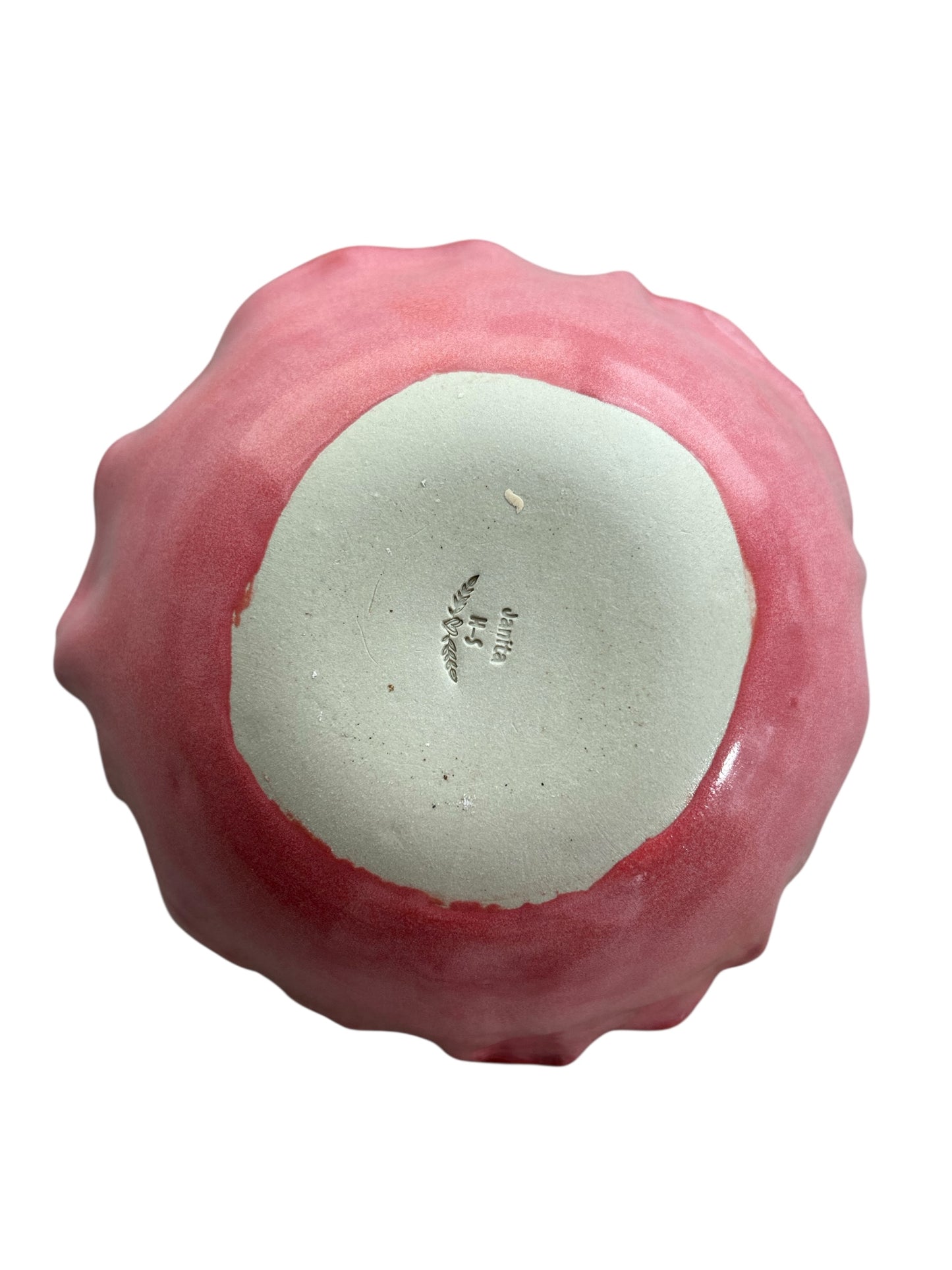 Medium Handbuilt Side Bowl #75 with Freeform Rim in Blush Pink and Rose