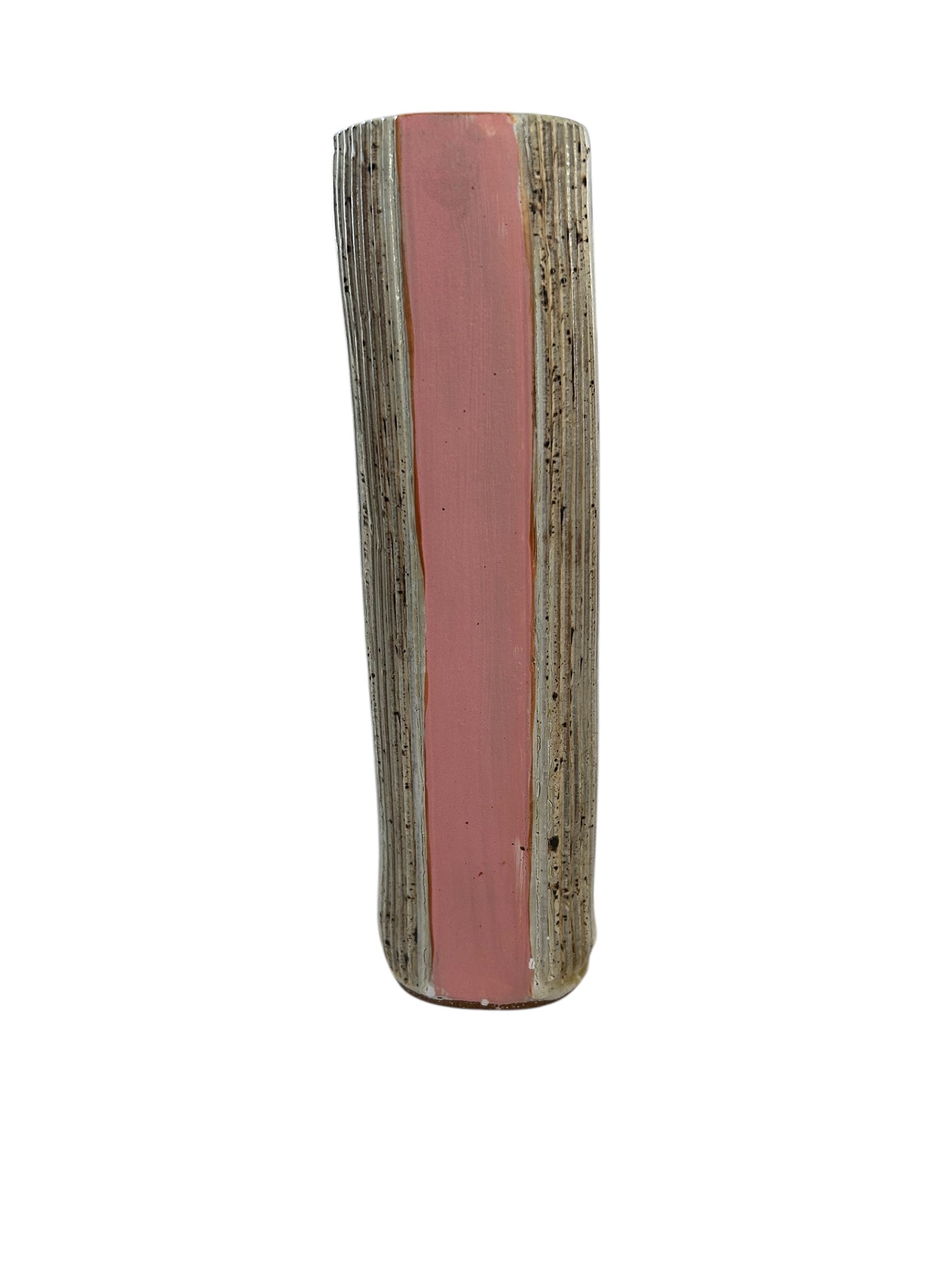 Extruded Vase #1 with Salmon Pink Seashells on Dark Stoneware Clay
