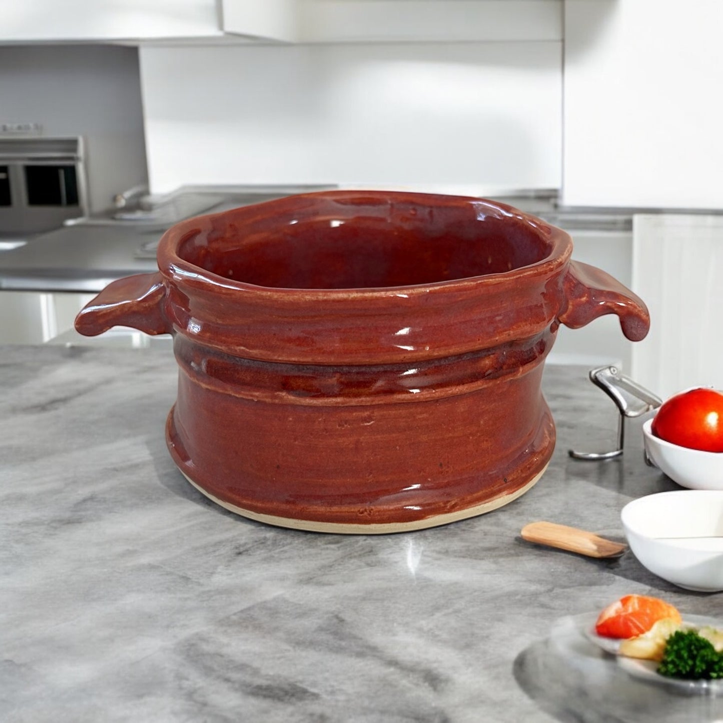 Medium Extruded Soufflé Baking Dish #1 in Red Rock Glaze