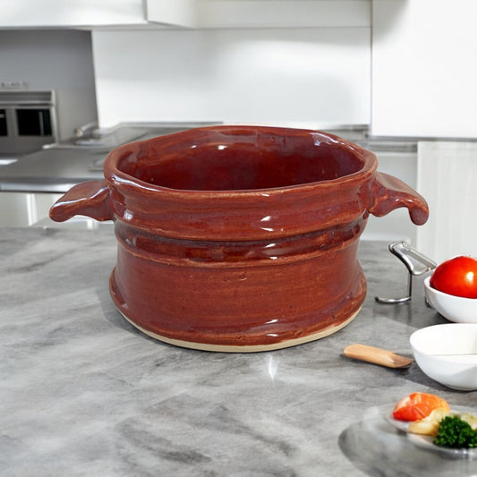 Medium Extruded Soufflé Baking Dish #1 in Red Rock Glaze