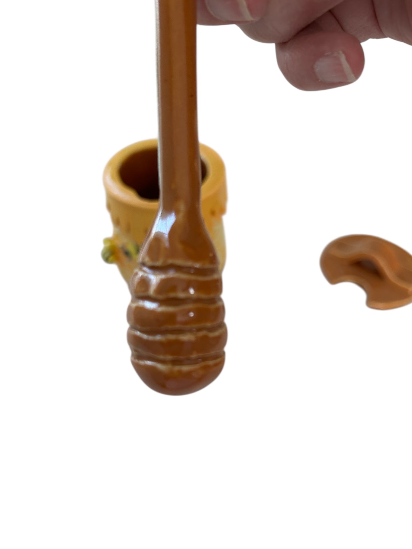 Handbuilt Honey Pot #1 Textured with Sprigged and Handpainted Bees
