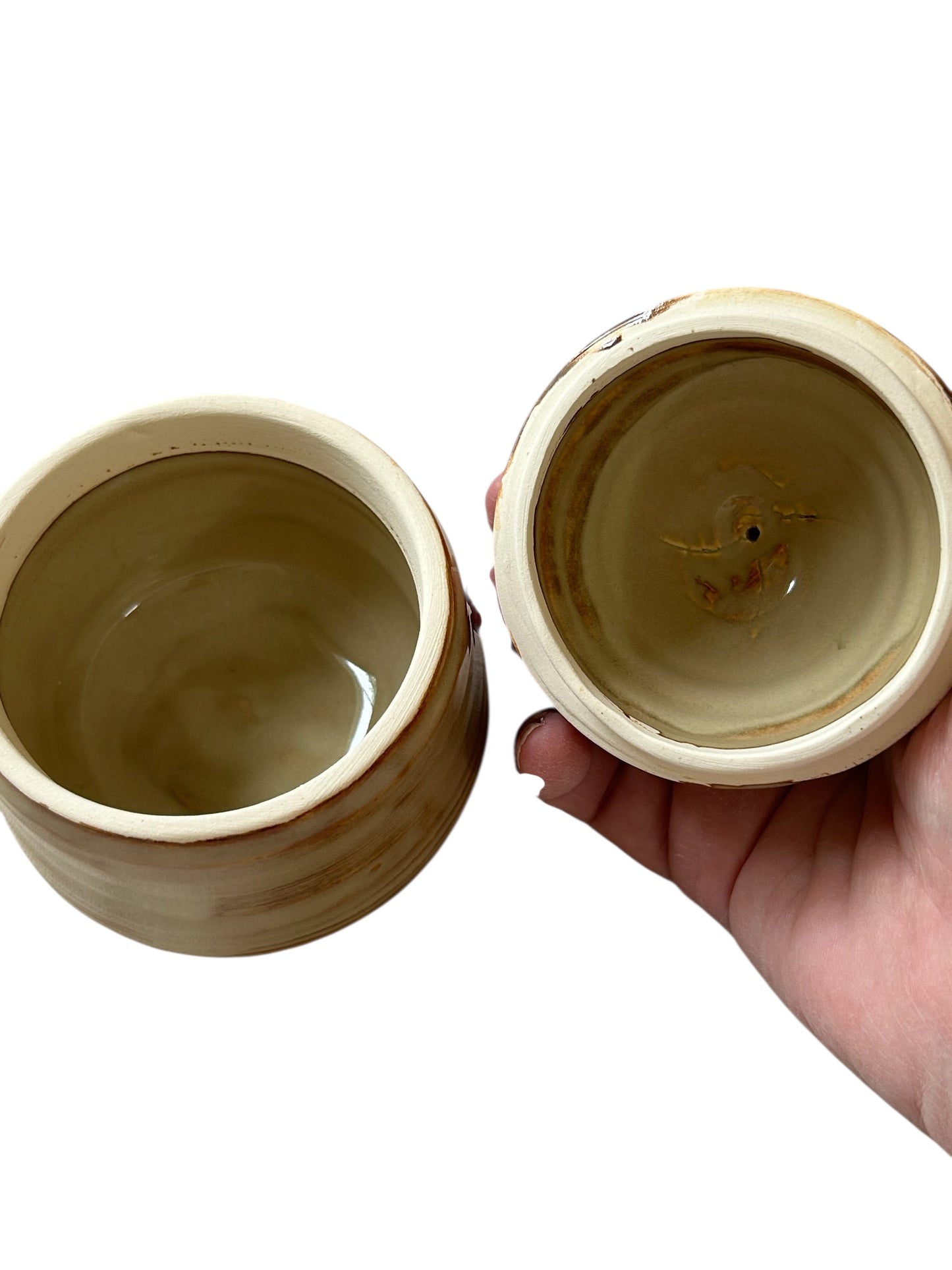 Miniature One-Piece Wheel-Thrown Lidded Jar #1 in Opal Green
