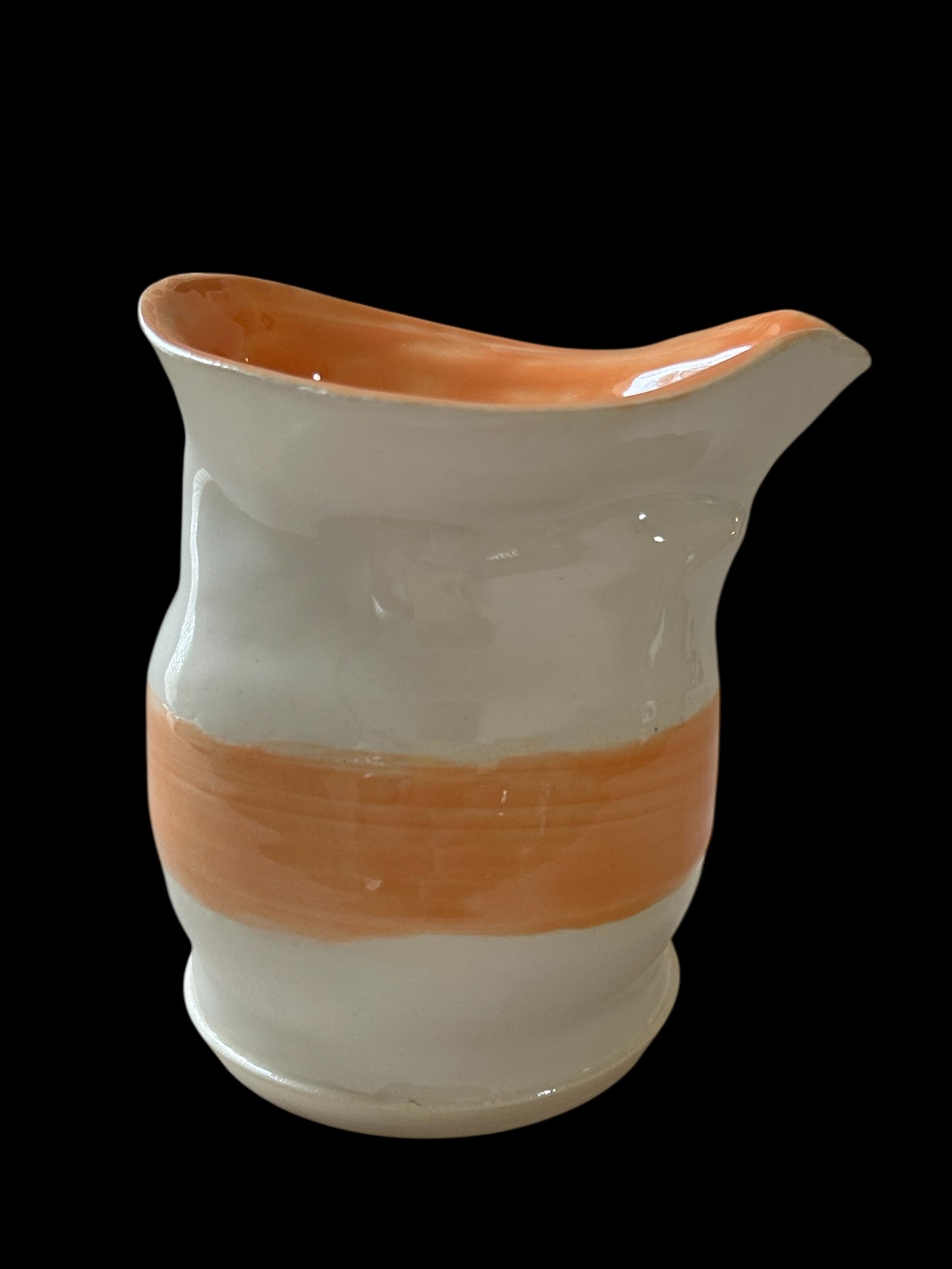 Wheel-Thrown "Flying Nun" Creamer in White and Tangerine