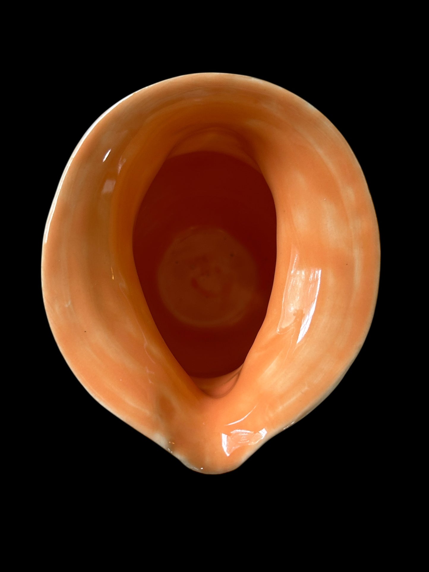 Wheel-Thrown "Flying Nun" Creamer in White and Tangerine