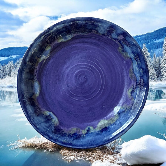 Wheel-Thrown Pie Pan #2 in Aspen Blue
